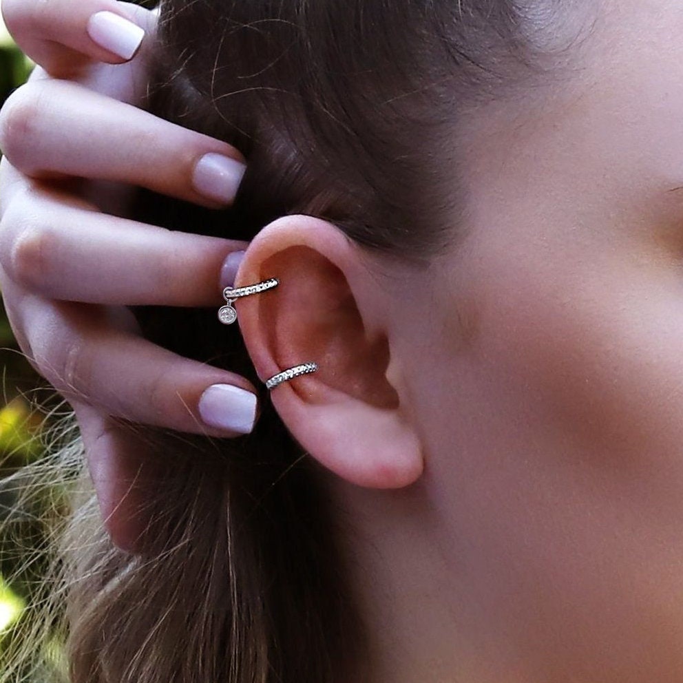 Huggie Hoop Earrings • gold conch hoop • cartilage hoop • hoop earrings • silver pave ring hoop • tragus hoop • small helix hoop