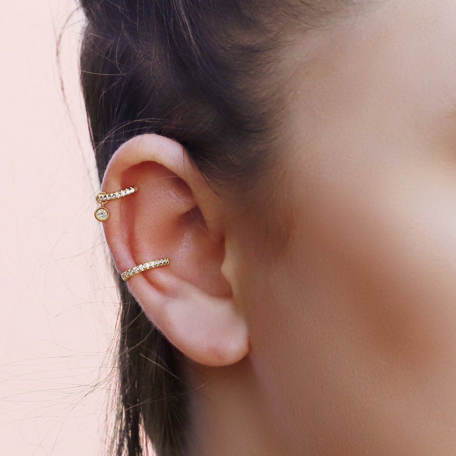 Huggie Hoop Earrings • gold conch hoop • cartilage hoop • hoop earrings • silver pave ring hoop • tragus hoop • small helix hoop