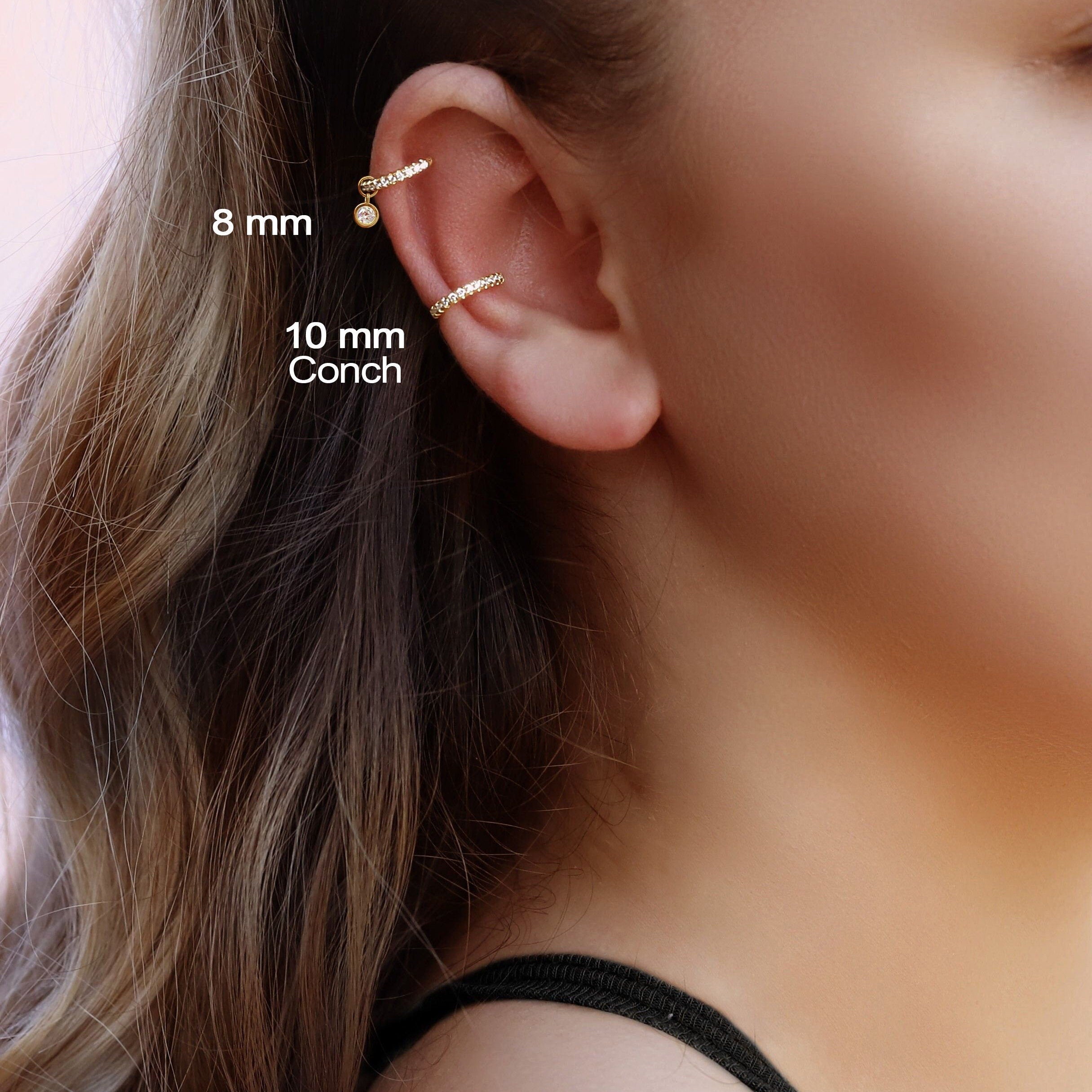 Huggie Hoop Earrings • gold conch hoop • cartilage hoop • hoop earrings • silver pave ring hoop • tragus hoop • small helix hoop