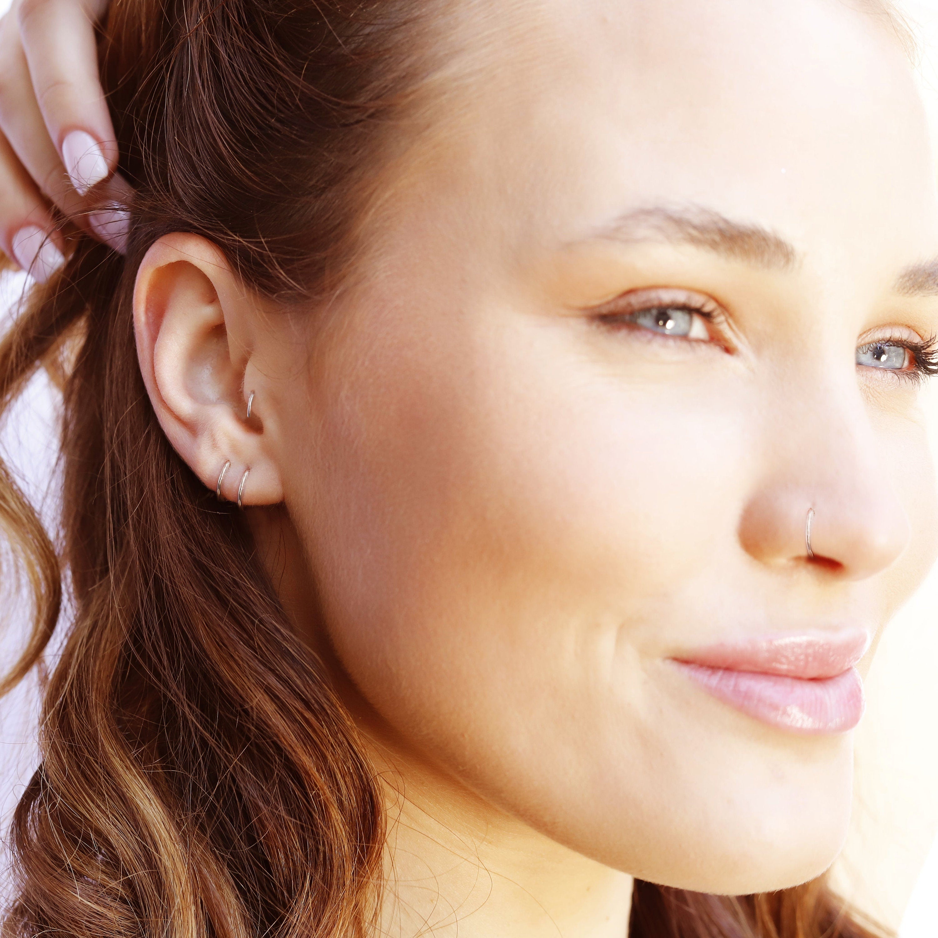 Gold Nose Ring, Nose Piercing, 18k Gold Plated Nose Ring, Silver Nose Ring Hoop, Thin Nose Piercing Jewelry, Small Nose Ring, 6mm, 7mm ,8mm