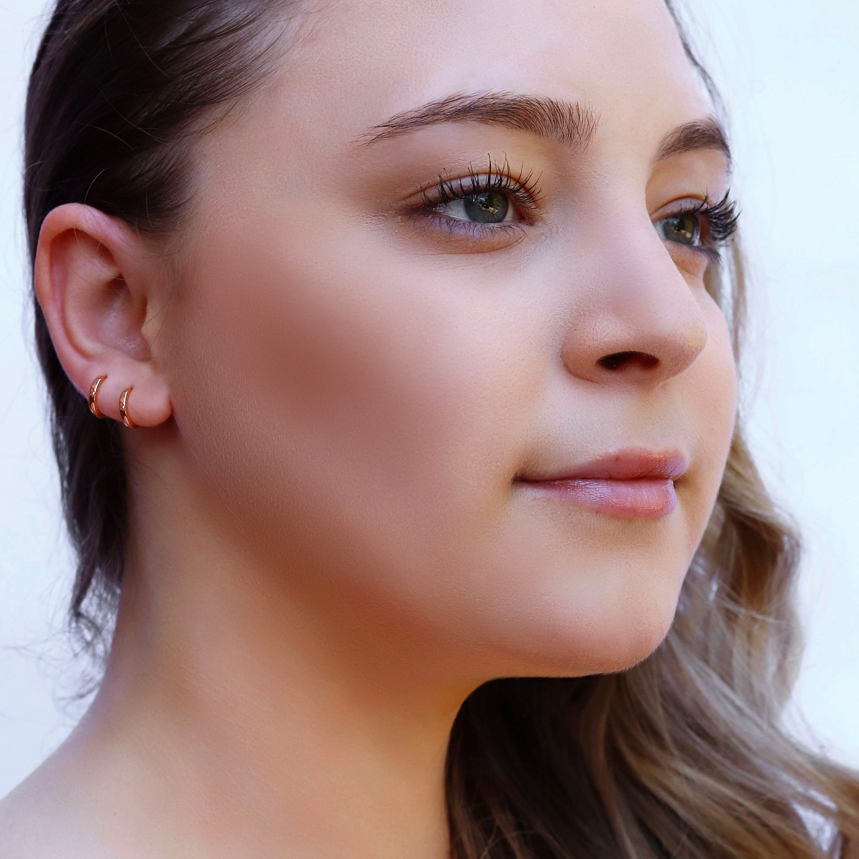 Huggie Hoop Earrings • rose gold conch hoop • cartilage hoop • hoop earrings •  minimalist ring hoop • tragus hoop • small helix hoop