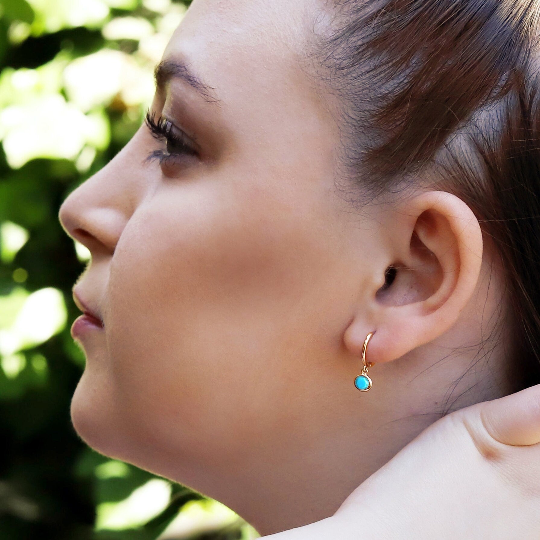 Huggie Hoop Earrings • gold turquoise hoop • cartilage hoop • hoop earrings • silver plain ring hoop • tragus hoop • small helix hoop