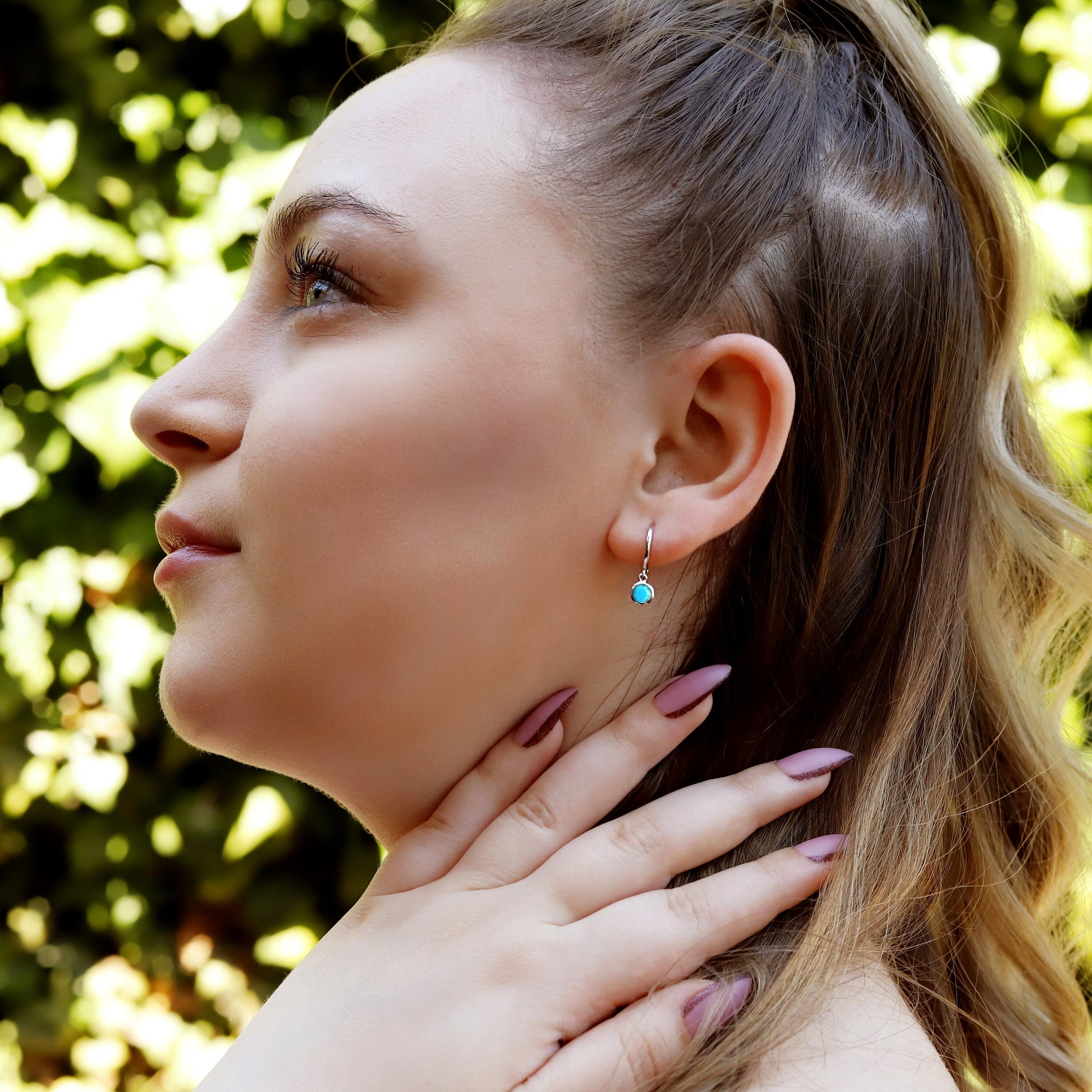 Huggie Hoop Earrings • gold turquoise hoop • cartilage hoop • hoop earrings • silver plain ring hoop • tragus hoop • small helix hoop