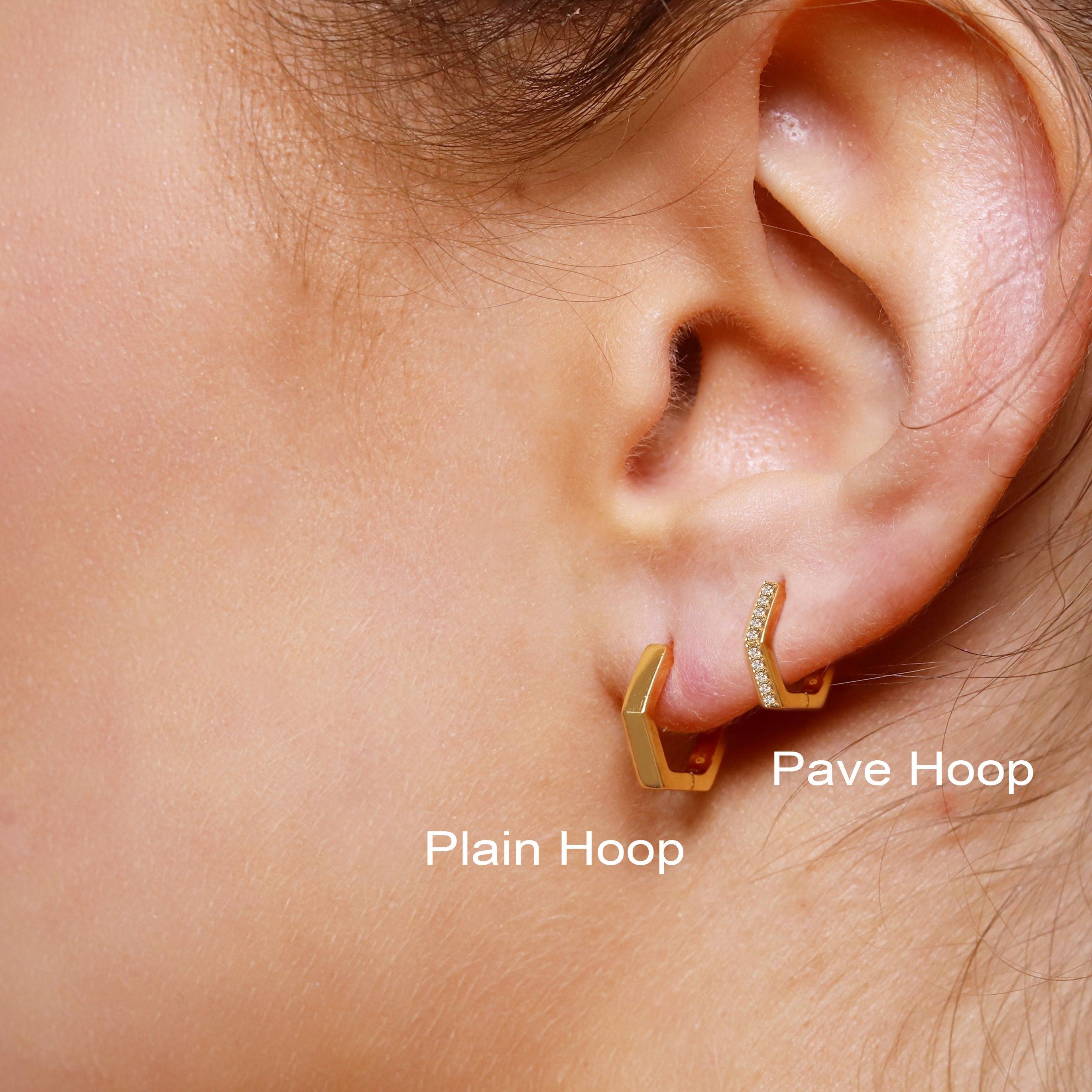 CIARA- Pentagon Huggie Hoops • small hoop earrings • geometric hoop earrings • dainty hoops • silver hoops • huggie hoop earrings