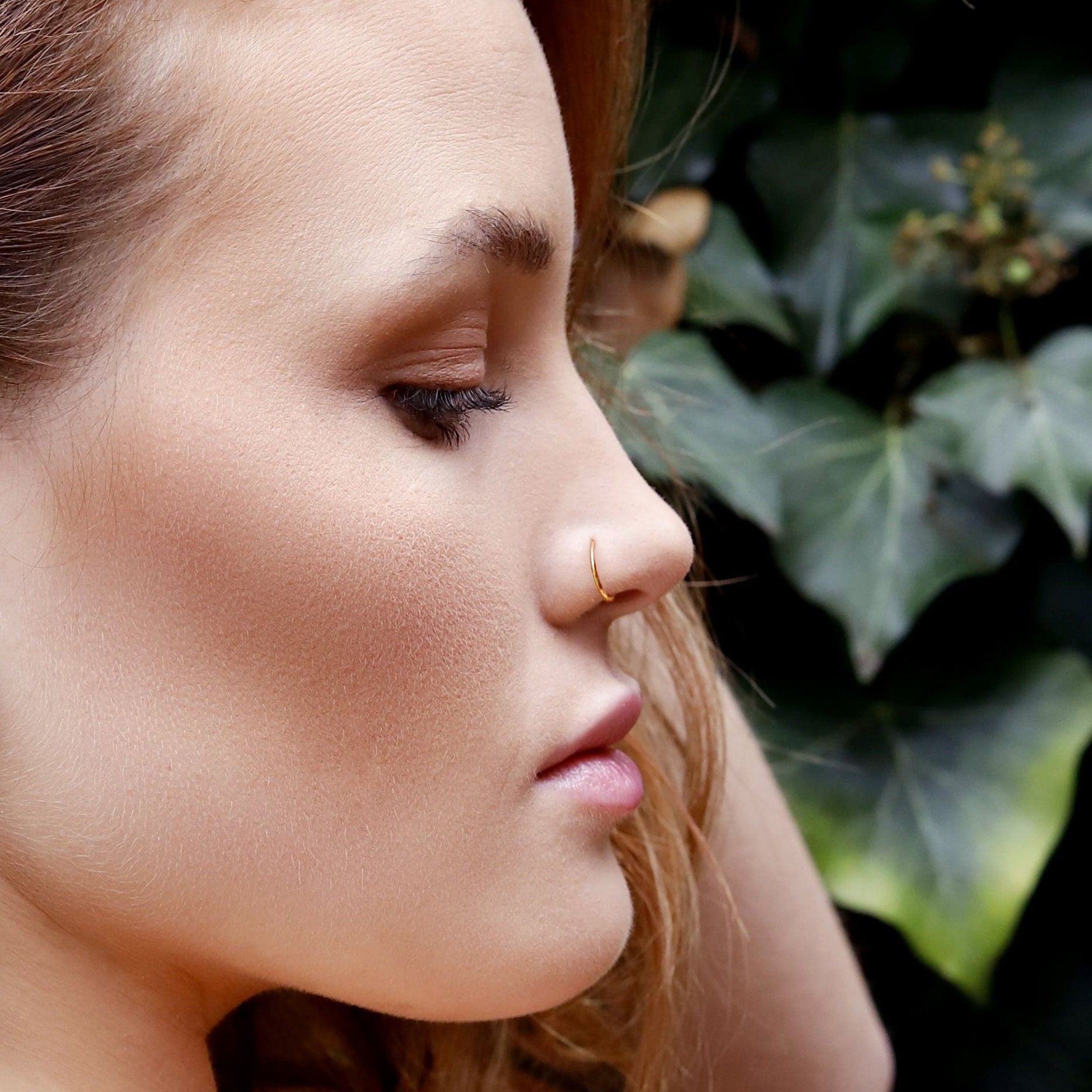 Gold Nose Ring, Nose Piercing, 18k Gold Plated Nose Ring, Silver Nose Ring Hoop, Thin Nose Piercing Jewelry, Small Nose Ring, 6mm, 7mm ,8mm