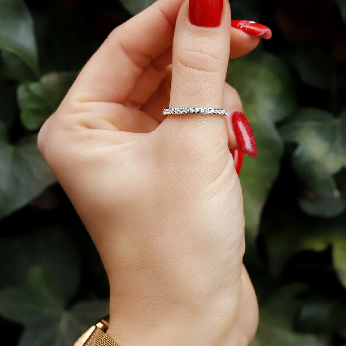 kaitie - Wedding Band, Full Round Engagement Ring, Crystal Wedding Ring, Bridal Ring, Delicate Eternity Band, Full Round Bridal Band