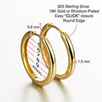 Sterling silver AJJ minimalist open huggie hoop earrings with a sleek, open design for a modern, stylish look.