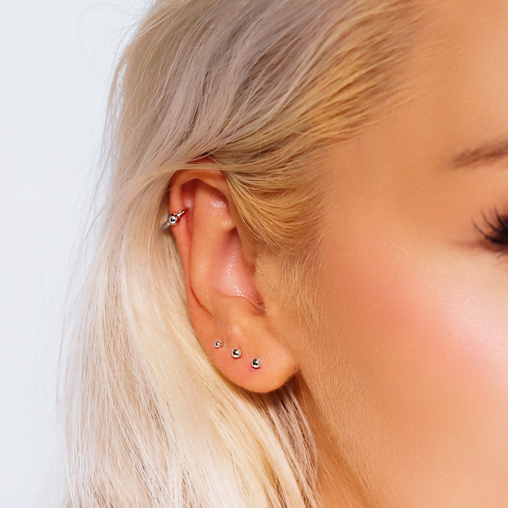 AJJ small gold stud earrings in 1.5mm, 2mm, and 3mm ball design, dainty 18K gold jewelry perfect for gifting.