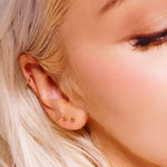 AJJ small gold stud earrings with 1.5mm, 2mm, or 3mm ball design, dainty 18K gold jewelry perfect for gifting or everyday wear.