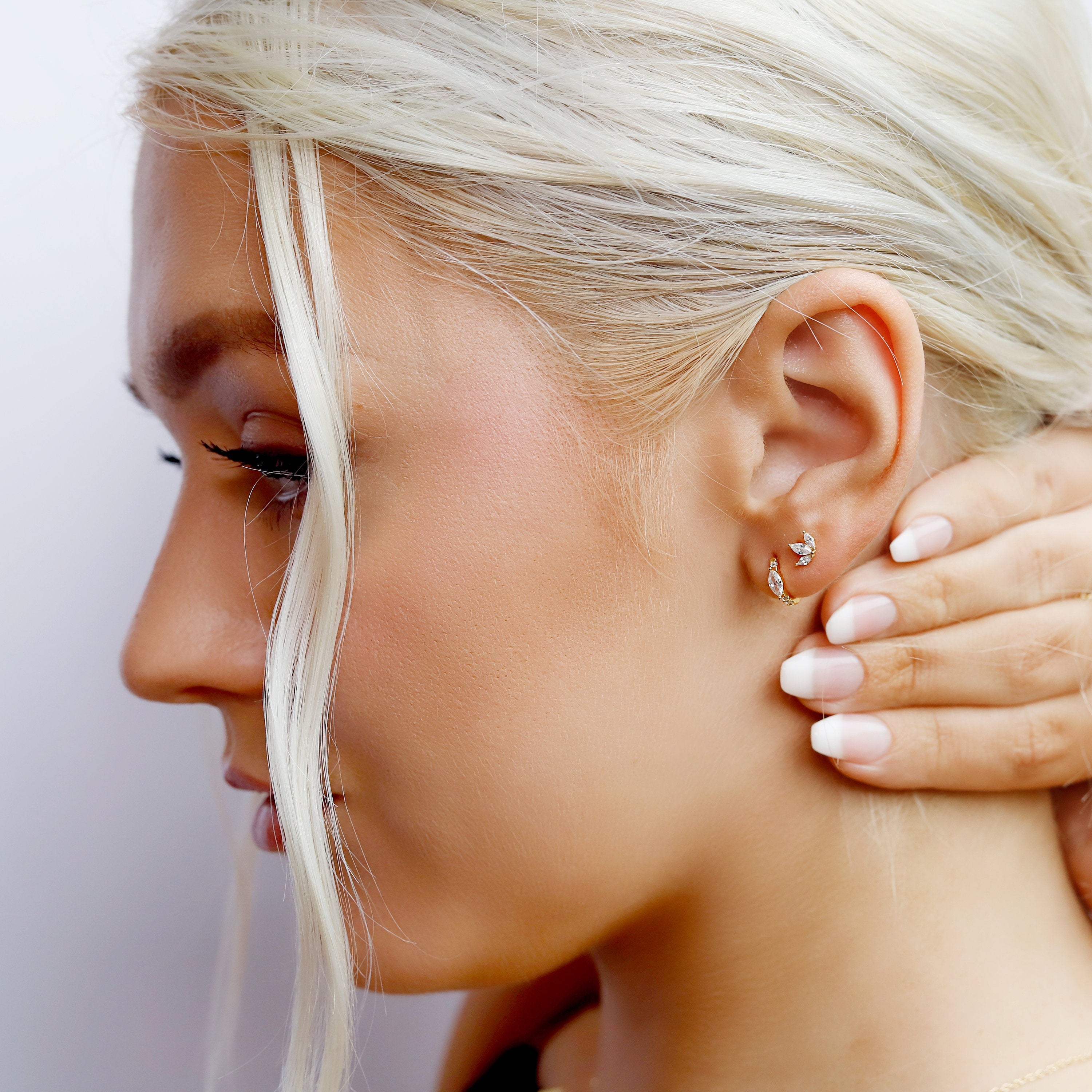 Small Marquise Huggie Hoop Earrings, Huggie Hoop Earrings, Dainty Hoop Earrings, Tiny Huggies,18K Gold Plated Hoops, Sterling Silver Huggies