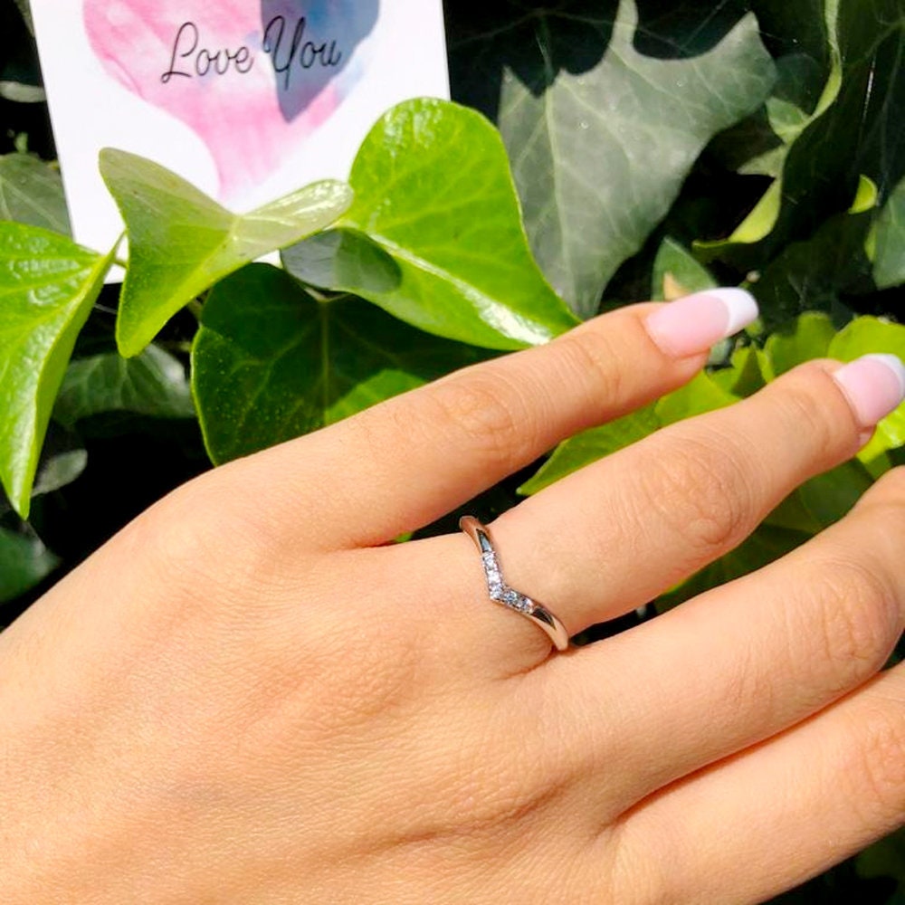 Silver wish ring by AJJ featuring love infinity symbol, stacking design, skinny sterling silver rings for bridesmaids or everyday wear.