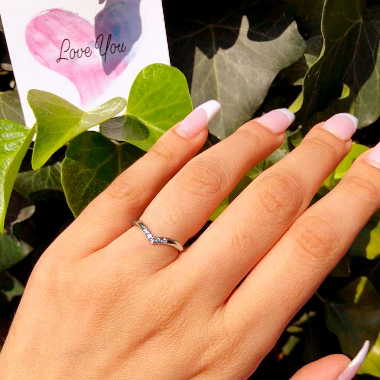 Sterling silver wish ring with infinity design, stacking style, skinny band, ideal for bridesmaids and jewelry layering.
