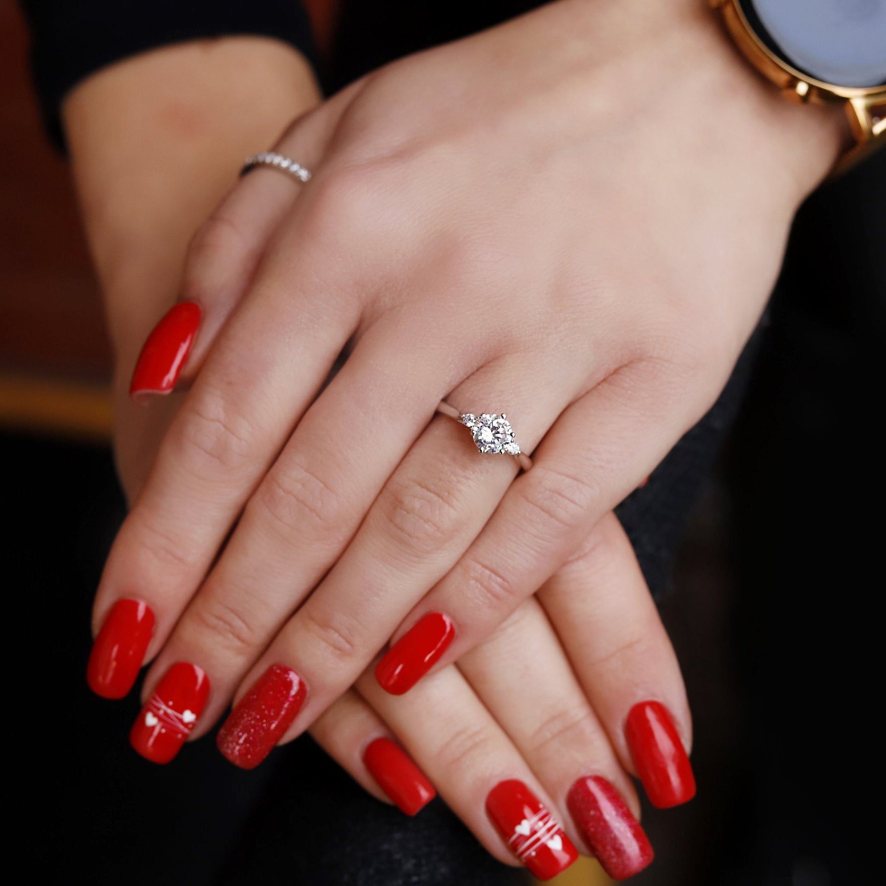 Sterling silver bridal engagement ring by AJJ, featuring a delicate promise ring design for women, available in US and UK sizes.