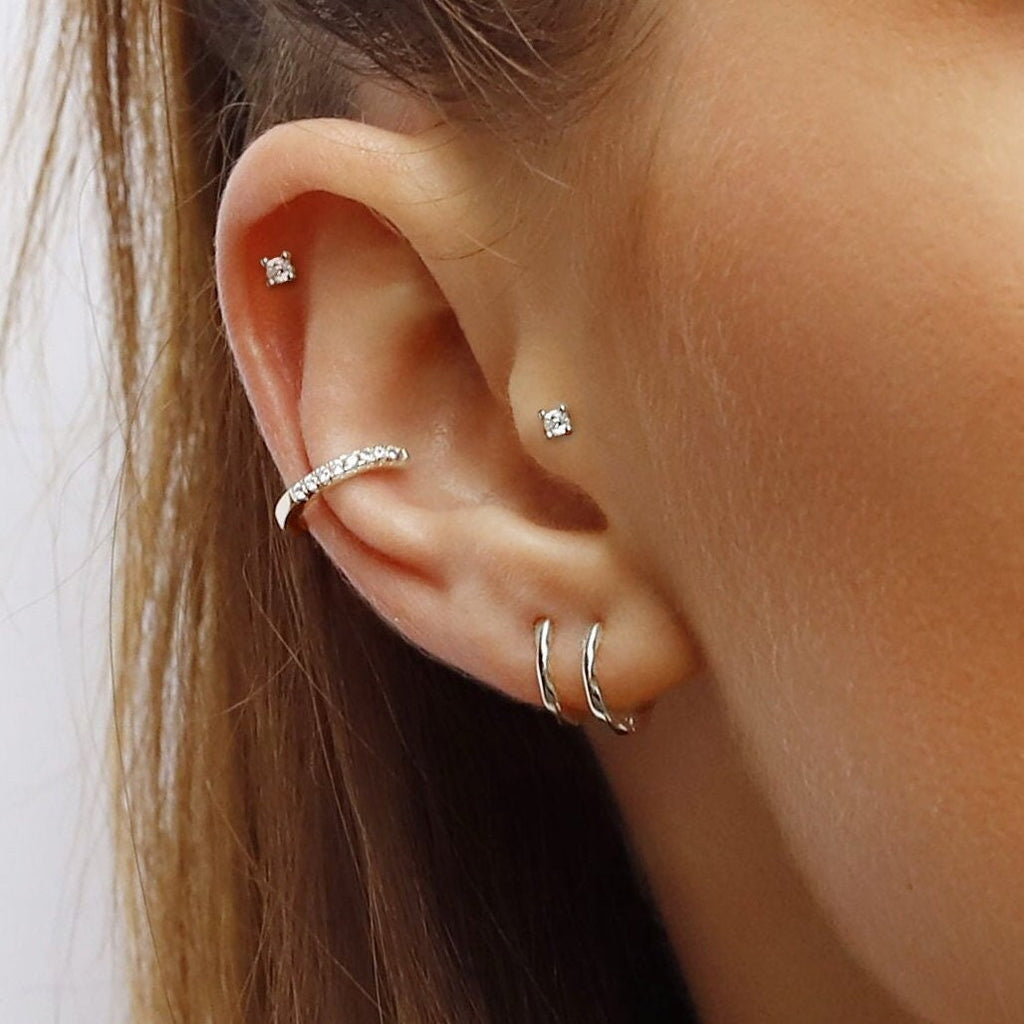 Cartilage Earrings 3mm Cz Stud Earrings Stainless Steel Cute