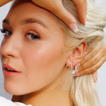 Sterling silver and gold minimalist geometric stud earrings by AJJ, dainty and simple jewelry for women.