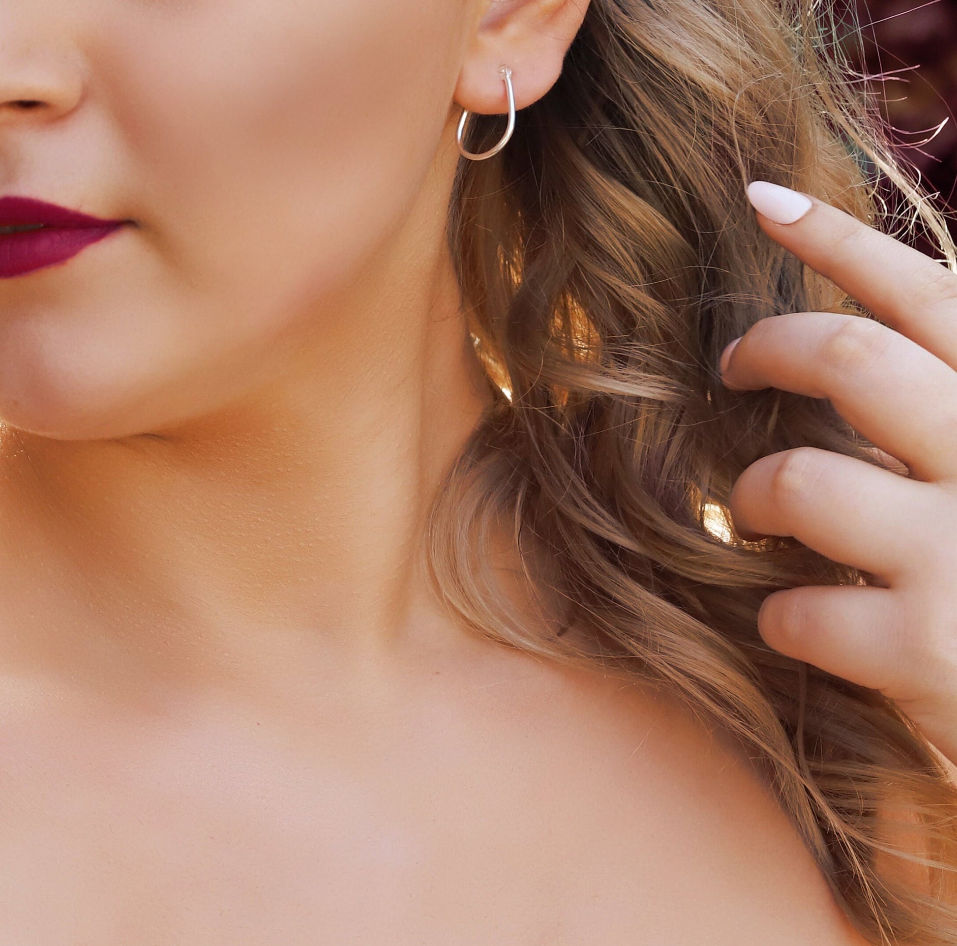 Handbag Thin Hoops | Simple Silver Hoops | Minimalist Earrings | Silver Geometric Hoops | Delicate Hoop Earring |