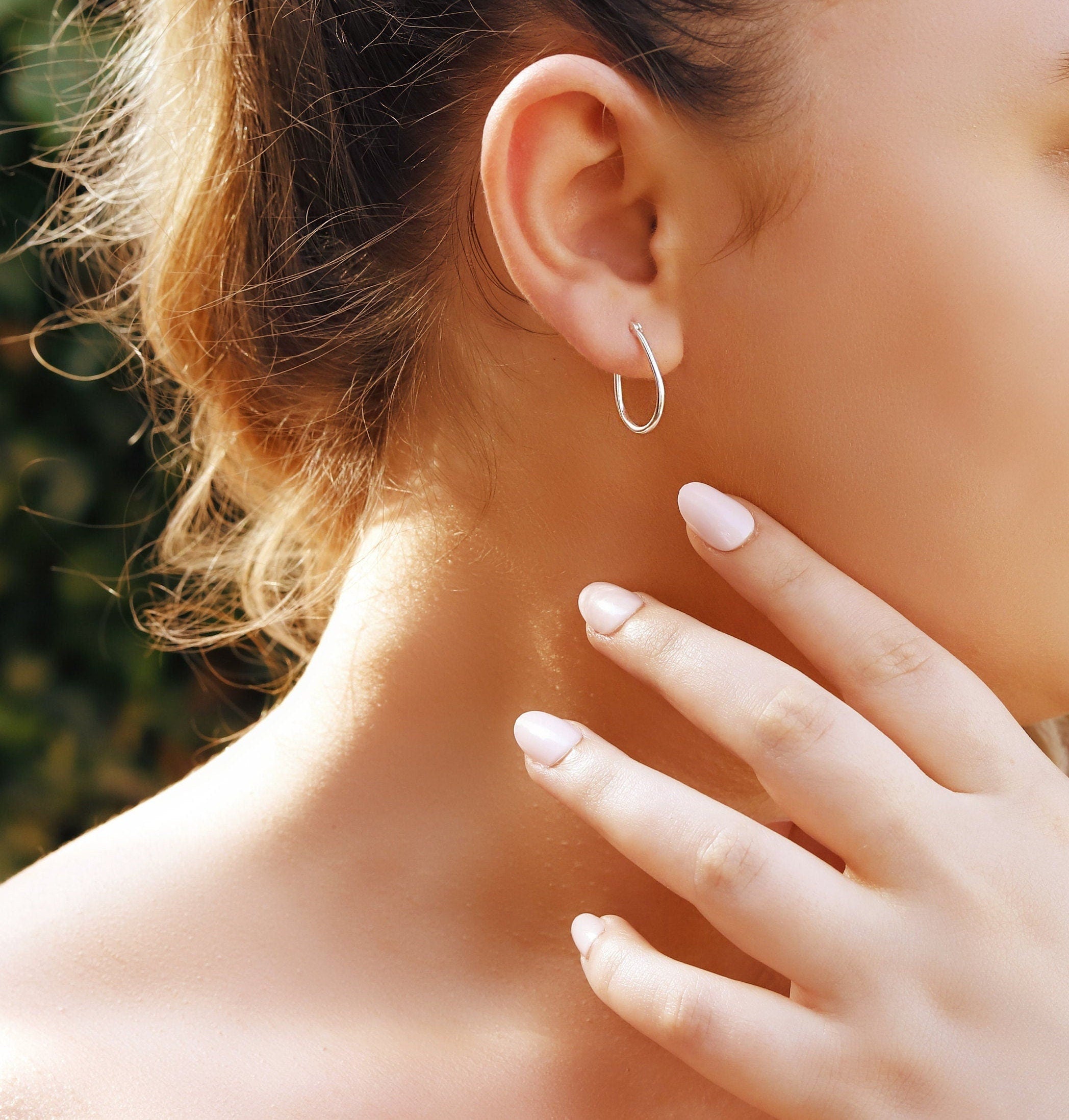 Handbag Thin Hoops | Simple Silver Hoops | Minimalist Earrings | Silver Geometric Hoops | Delicate Hoop Earring |