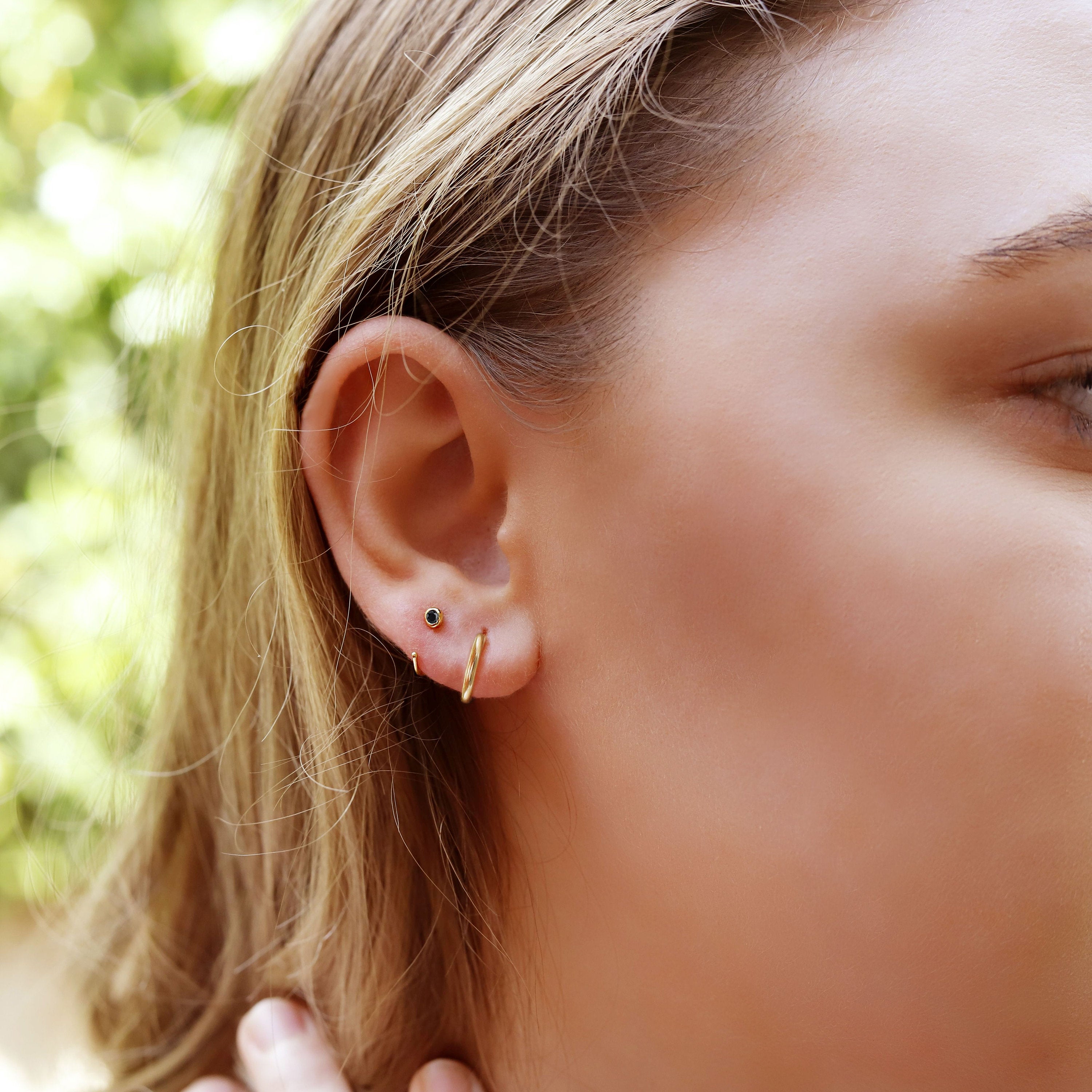 Minimalist Bezel Hoops • small hoop earrings • open hoop earrings • dainty hoops • silver hoops • double hoops
