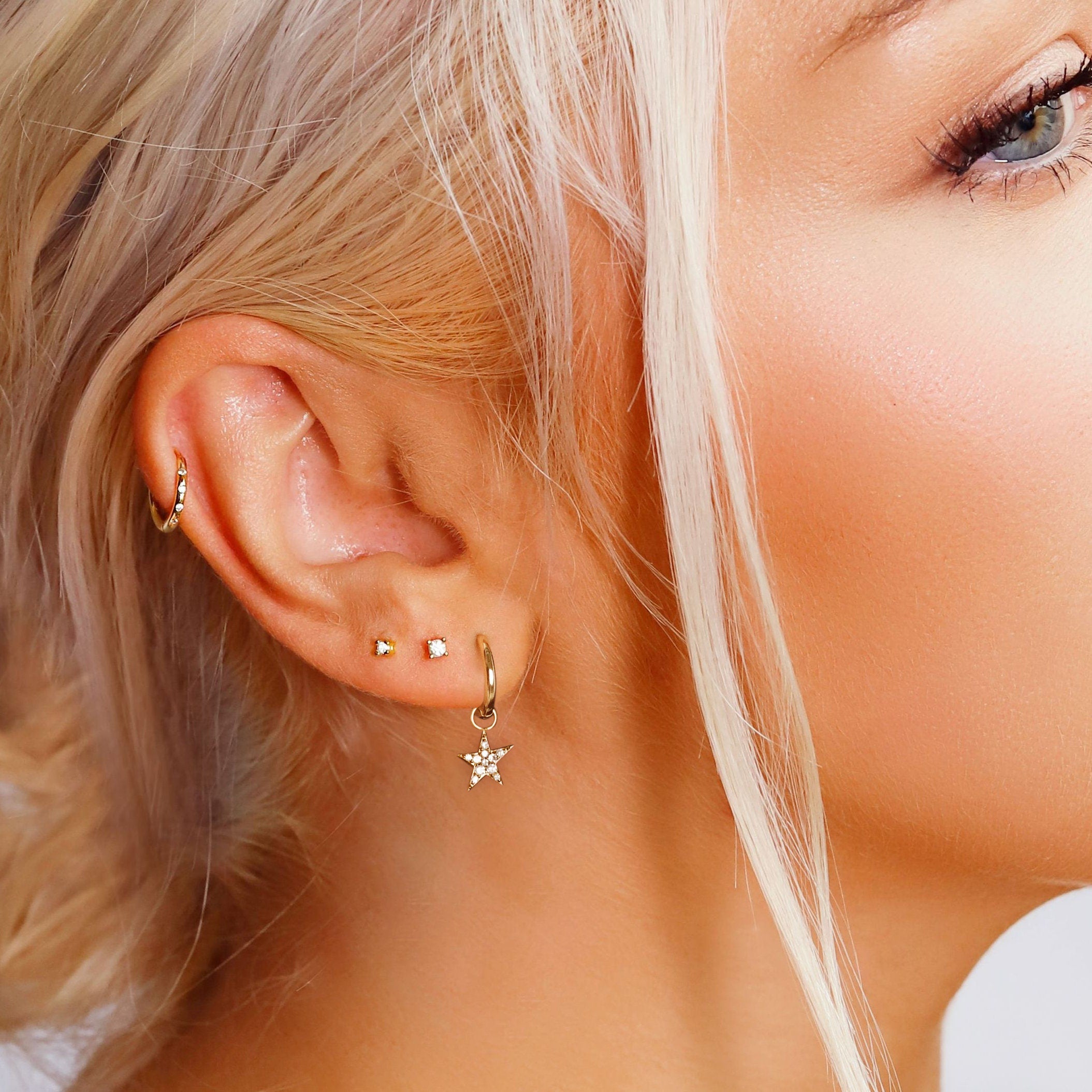 14K White Gold Earrings, Thin Hoop Earrings, Cartilage Piercing – AMYO  Jewelry