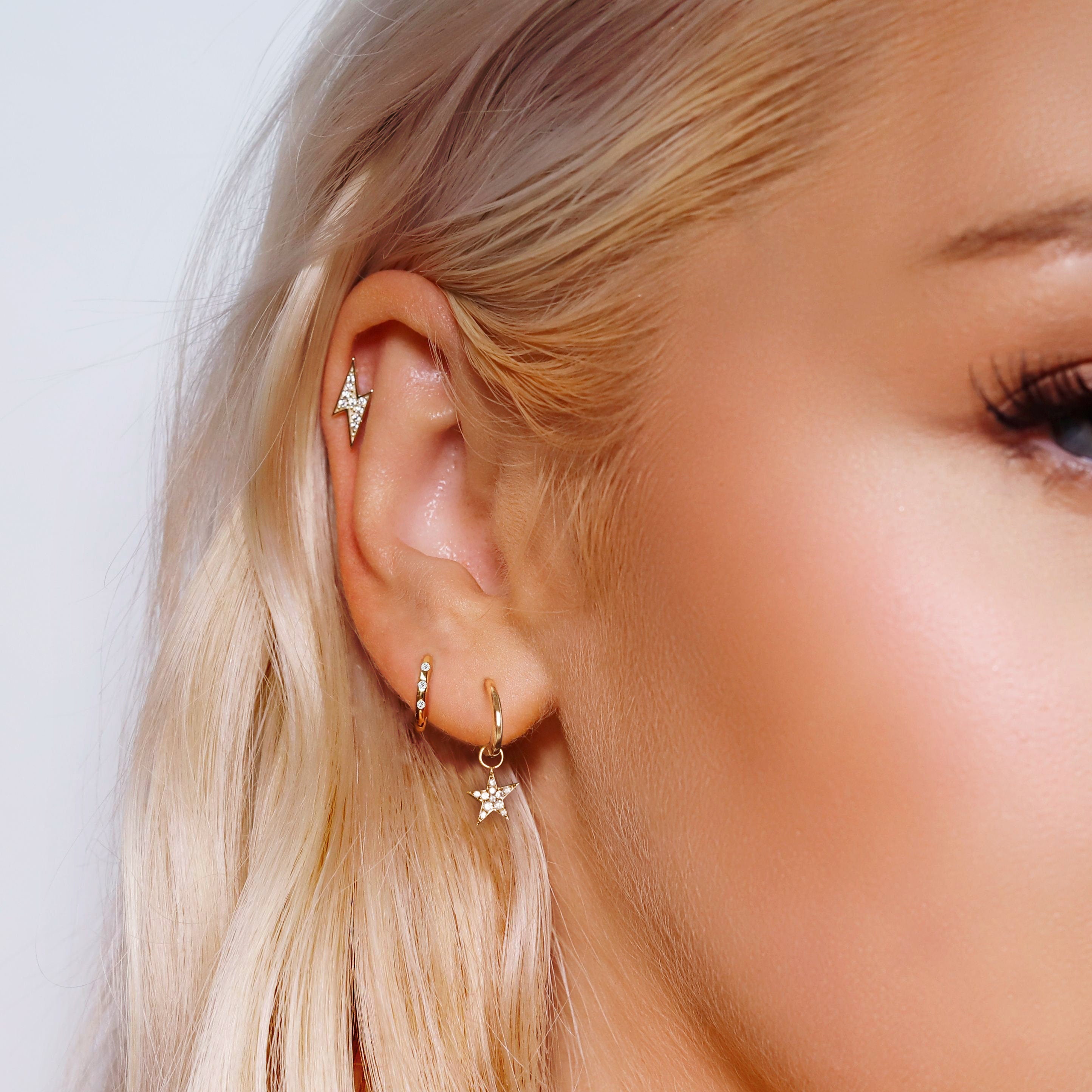 Star Huggie Hoop Earrings • gold star hoop • 18K gold plated earrings • hoop earrings • silver huggie earrings, silver hoop earrings, Silver