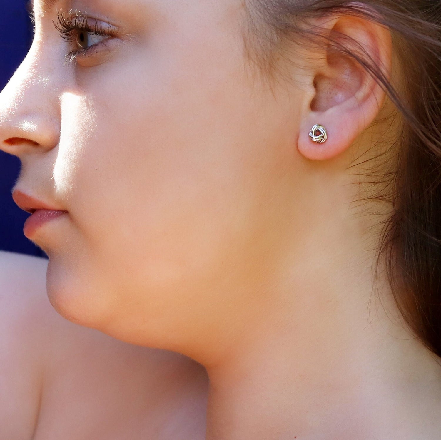 AJJ tiny knot stud earrings, minimalist jewelry for multiple piercings, small gold earrings set for everyday wear